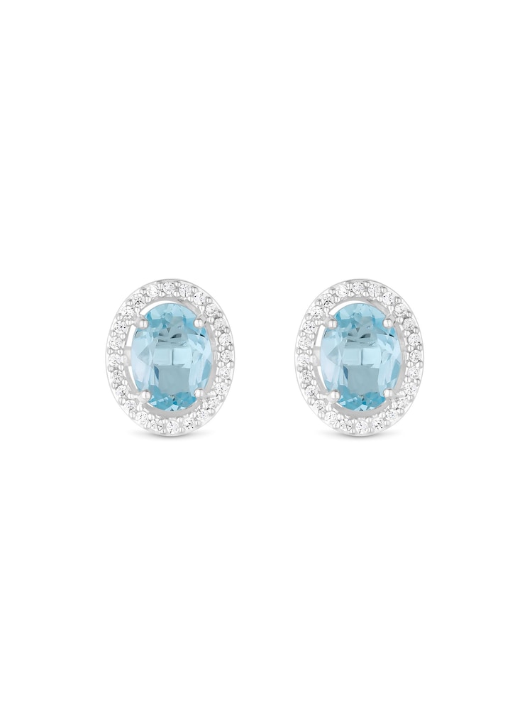 Simply Silver Silver Tone Topaz Halo Earrings - Image 1 of 4