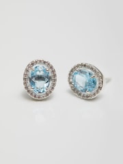 Simply Silver Silver Tone Topaz Halo Earrings - Image 2 of 4
