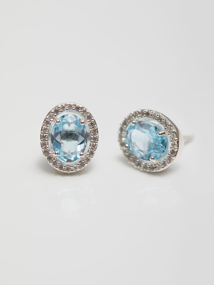 Simply Silver Silver Tone Topaz Halo Earrings - Image 2 of 4
