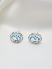 Simply Silver Silver Tone Topaz Halo Earrings - Image 4 of 4