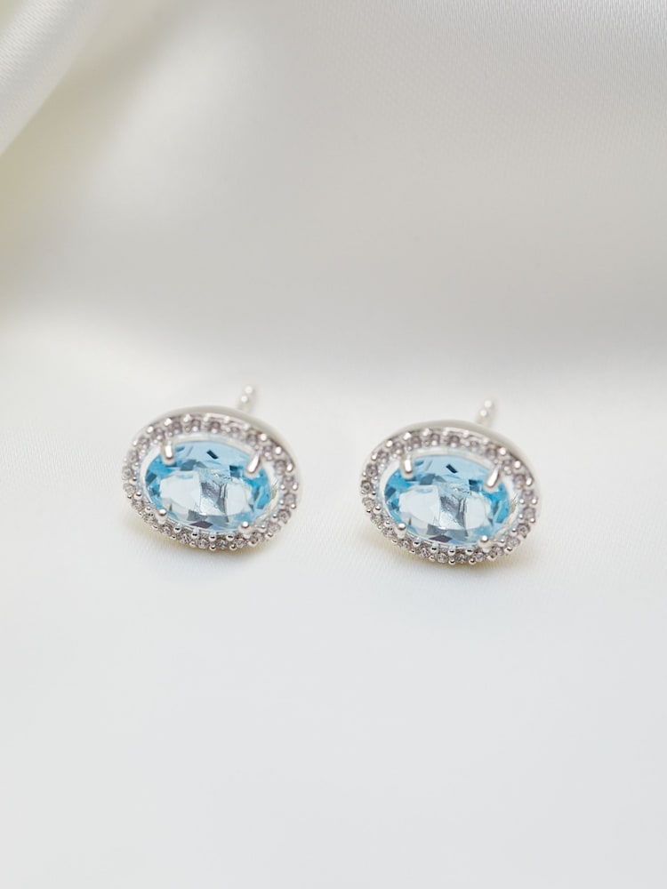 Simply Silver Silver Tone Topaz Halo Earrings - Image 4 of 4