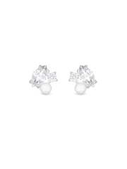 Simply Silver Silver Tone Cubic Zirconia And Freshwater Pearl Multi Stone Stud Earrings - Image 2 of 3