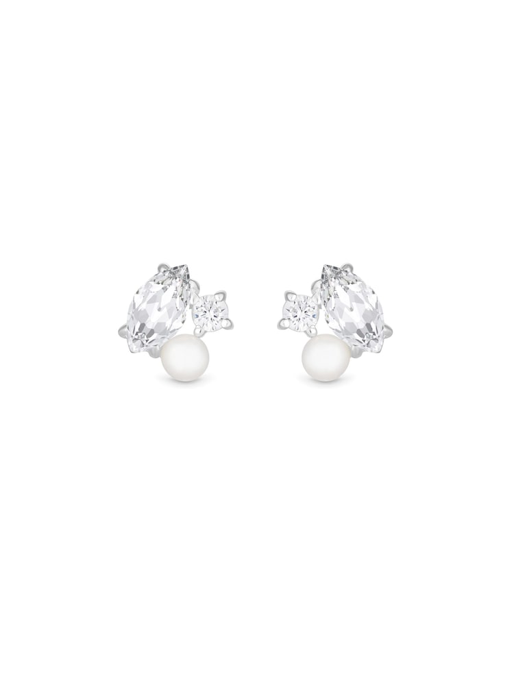 Simply Silver Silver Tone Cubic Zirconia And Freshwater Pearl Multi Stone Stud Earrings - Image 2 of 3
