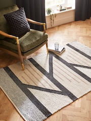 Natural/Black Global Geo Rug - Image 1 of 6