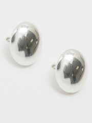 أقراط مسمار شكل بيضاوي لون فضي مصقول من Simply Silver - صورة 3 من 3