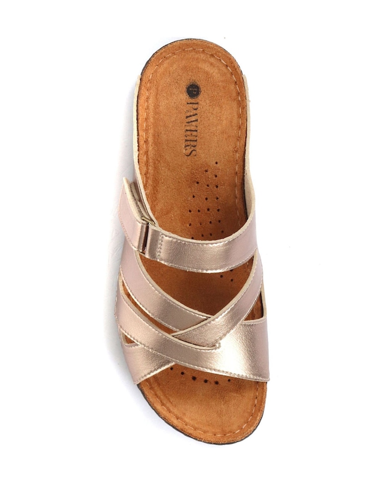 Pavers Natural Ladies Touch Fasten Mules - Image 4 of 5
