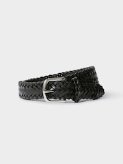 Osprey London Black The Hand Plaited Classic Leather Belt - Image 1 of 3