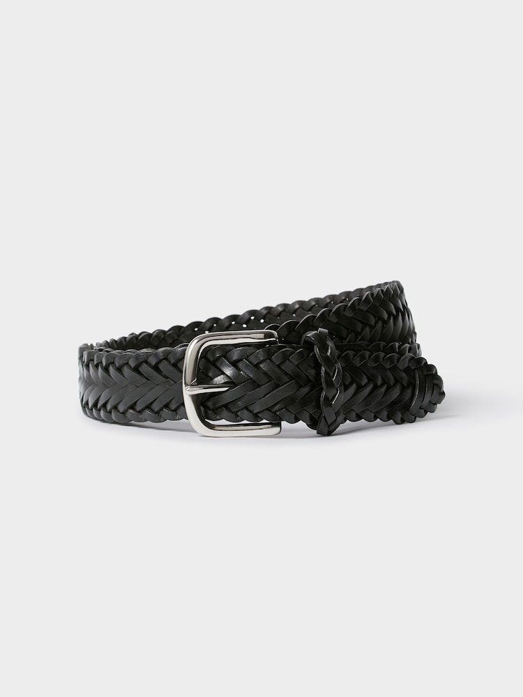 Osprey London Black The Hand Plaited Classic Leather Belt - Image 1 of 3 Osprey London Black The Hand Plaited Classic Leather Belt - Image 1 of 3