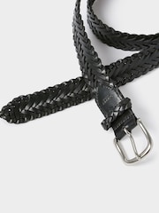 Osprey London Black The Hand Plaited Classic Leather Belt - Image 2 of 3