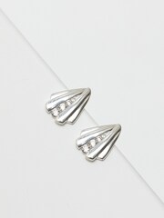 Simply Silver Tone Polished And Cubic Zirconia Shell Stud Earrings - Image 2 of 3