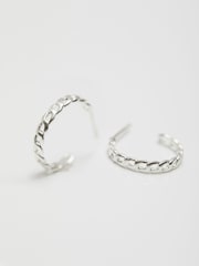 Simply Silver Silver Tone Chain Link Fine Hoop Earrings - Image 2 of 3