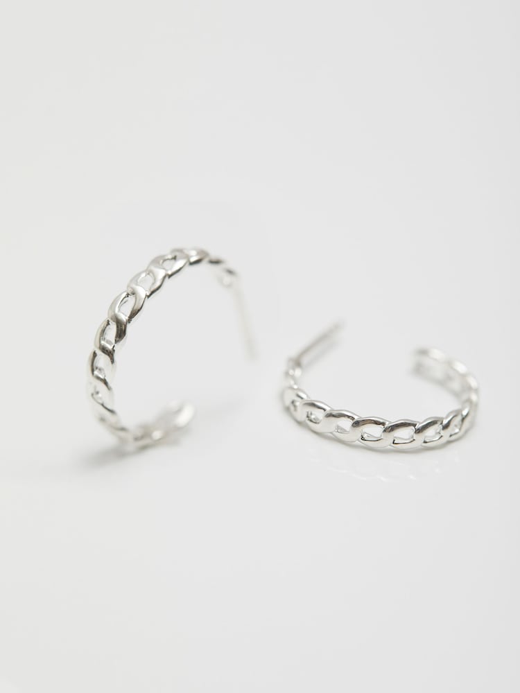 Simply Silver Silver Tone Chain Link Fine Hoop Earrings - Image 2 of 3