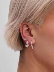 Simply Silver Silver Tone Chain Link Fine Hoop Earrings - Image 3 of 3