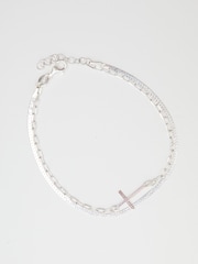 Simply Silver Silver Tone Double Row Cross Bracelet - Image 3 of 4