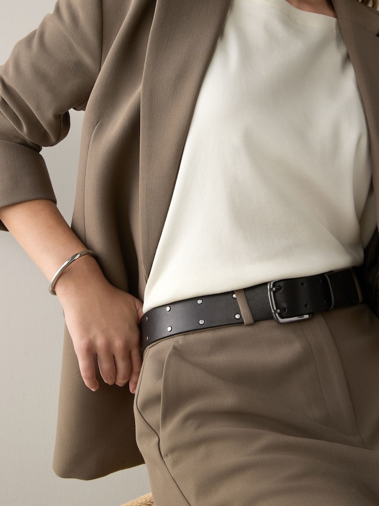 Black Premium Studded Regular Belt - Image 2 of 5