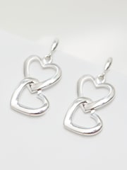 Simply Silver Silver Tone Polished Open Double Drop Heart Earrings - Image 3 of 4