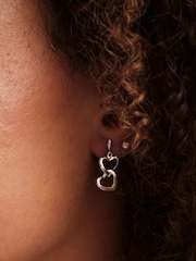 Simply Silver Silver Tone Polished Open Double Drop Heart Earrings - Image 4 of 4