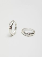 Simply Silver Silver Tone Polished Navette Centre Huggie Hoop Earrings - Image 2 of 3