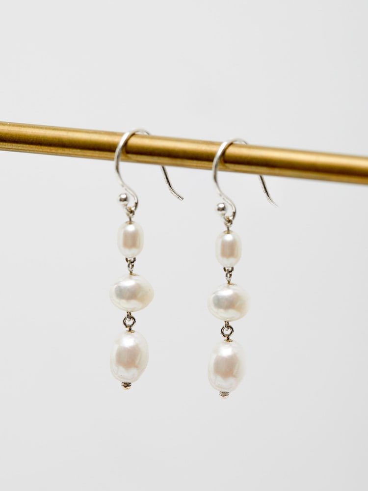 Simply Silver Silver Tone Freshwater Pearl Drop Earrings - Image 2 of 3