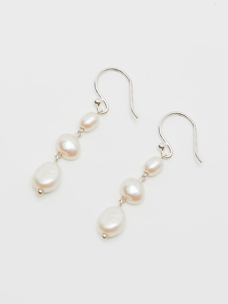 Simply Silver Silver Tone Freshwater Pearl Drop Earrings - Image 3 of 3