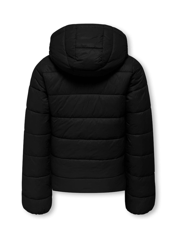 ONLY KIDS Black Zip Through Hooded Puffer Coat - Image 2 of 2