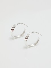 Simply Silver Silver Tone Concave Polished Hoop Earrings - Image 2 of 3