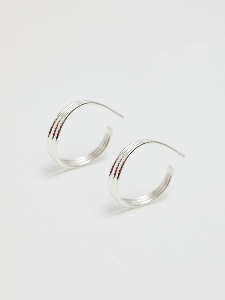 Simply Silver Silver Tone Concave Polished Hoop Earrings - Image 2 of 3