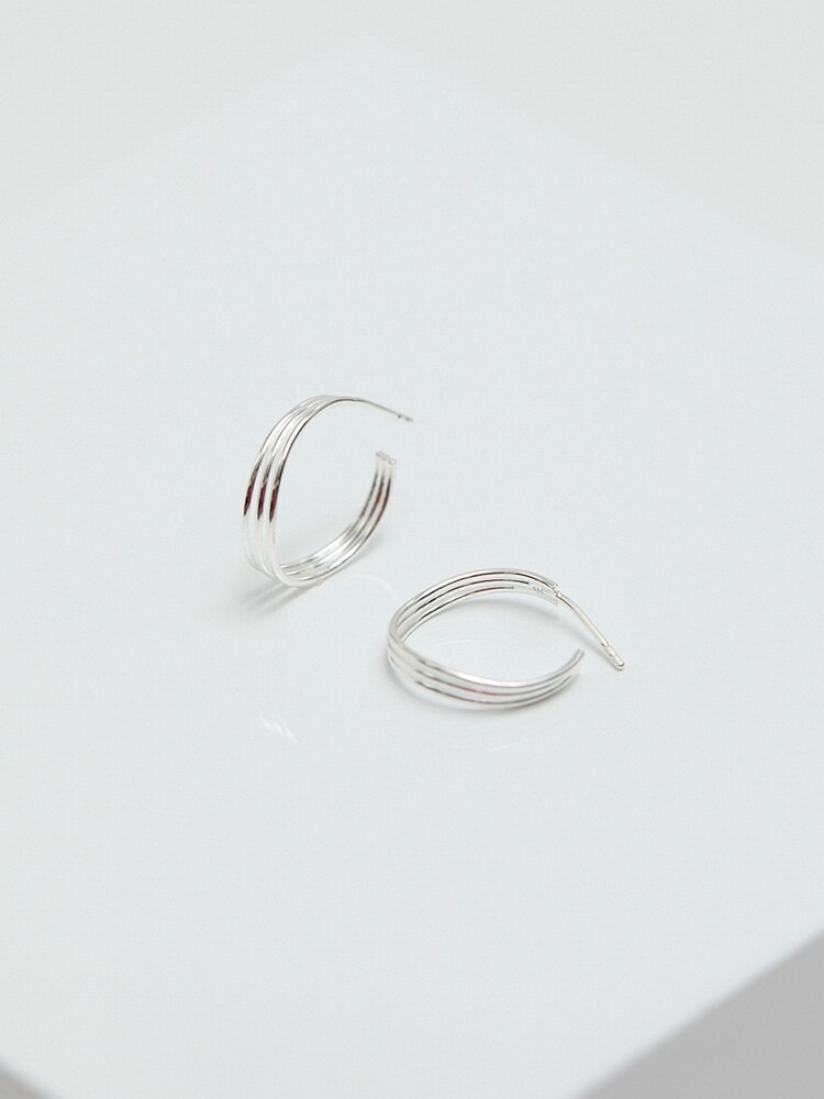 Simply Silver Silver Tone Concave Polished Hoop Earrings - Image 3 of 3