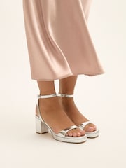 Linzi Silver Elva Platform Block Heeled Sandals - Image 6 of 6