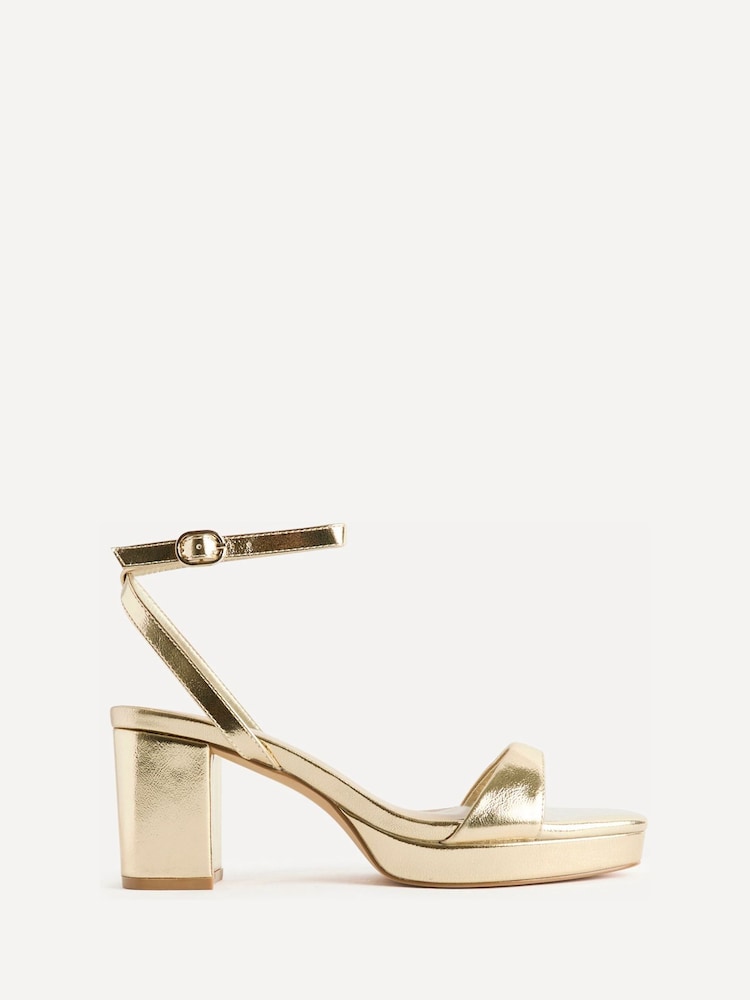 Buy Gold - Linzi Elva Platform Block Heeled Sandals from Next Romania