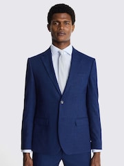 MOSS Blue Slim Fit Slub Suit Jacket - Image 1 of 8