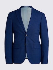 MOSS Blue Slim Fit Slub Suit Jacket - Image 7 of 8