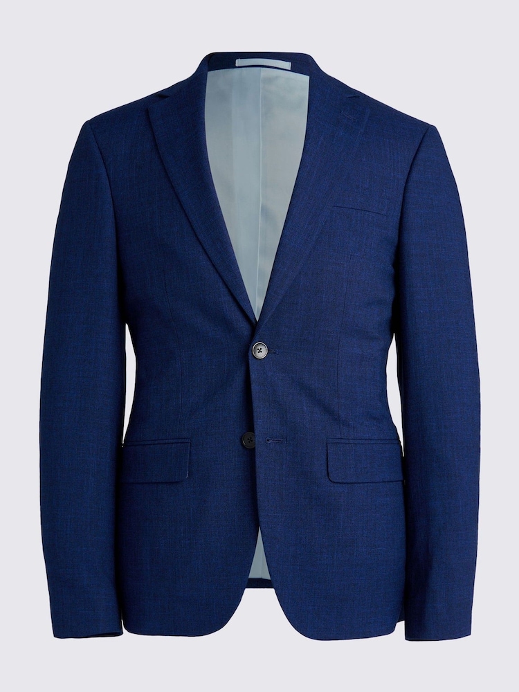 MOSS Blue Slim Fit Slub Suit Jacket - Image 9 of 9