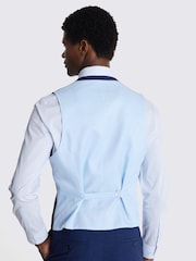 MOSS Blue Slim Fit Slub Suit Waistcoat - Image 2 of 5