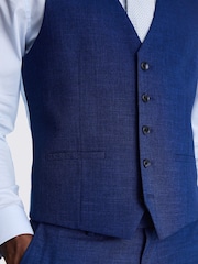 MOSS Blue Slim Fit Slub Suit Waistcoat - Image 3 of 5