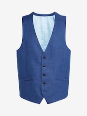 MOSS Blue Slim Fit Slub Suit Waistcoat - Image 4 of 5