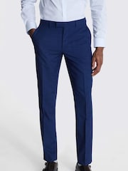 MOSS Blue Slim Fit Slub Suit Trousers - Image 1 of 4