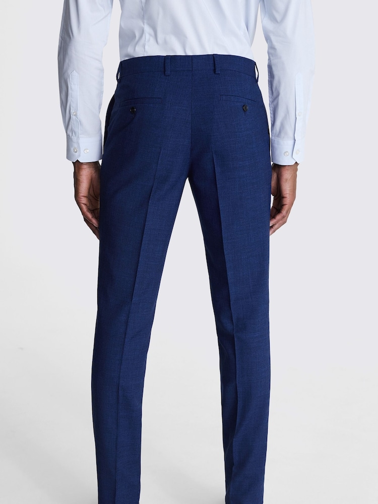 MOSS Blue Slim Fit Slub Suit Trousers - Image 2 of 4