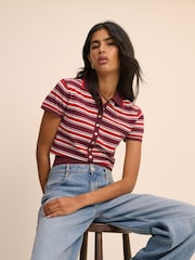 Nobodys Child Red Waisted Polo Knit Top - Image 3 of 5