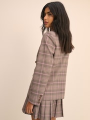 Nobodys Child Brown Double Breasted Statement Check Blazer - Image 3 of 5