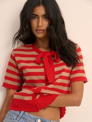 Nobodys Child Short Sleeve Tie Neck Top - Bild 4 von 5