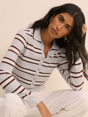 Nobodys Child Blue Long Sleeve Stripe Polo Shirt - Image 4 of 5