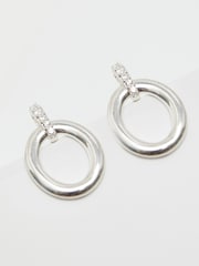 Simply Silver Silver Tone Polished Oval Link Drop Earrings - Image 1 of 3