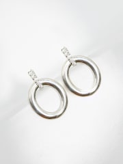Simply Silver Silver Tone Polished Oval Link Drop Earrings - Image 2 of 3