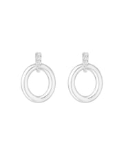 Simply Silver Silver Tone Polished Oval Link Drop Earrings - Image 3 of 3