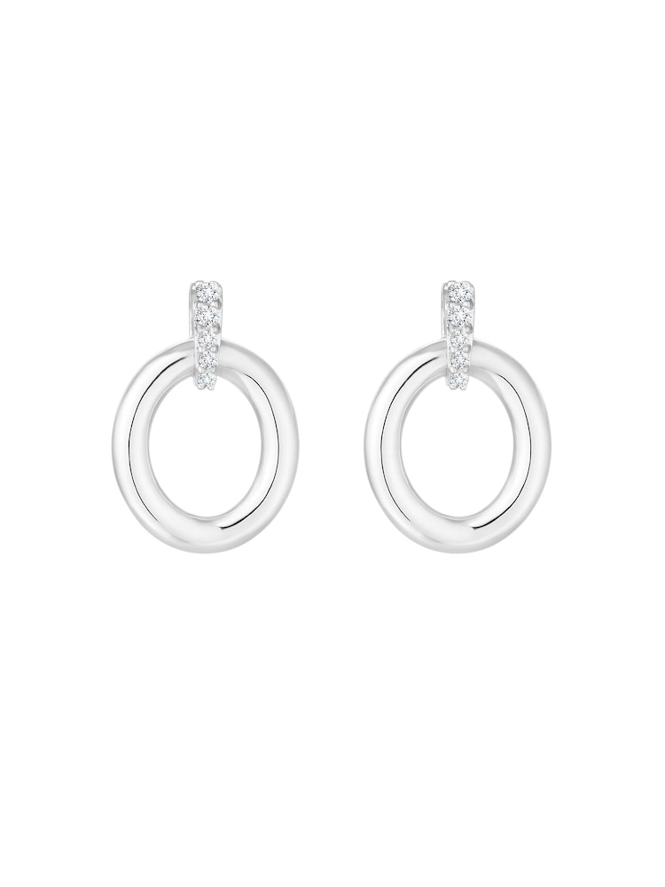Simply Silver Silver Tone Polished Oval Link Drop Earrings - Image 3 of 3
