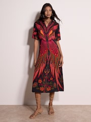 Apricot Black Toucan Tropical Shirt Maxi Dress - Image 1 of 4