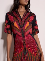 Apricot Black Toucan Tropical Shirt Maxi Dress - Image 2 of 4