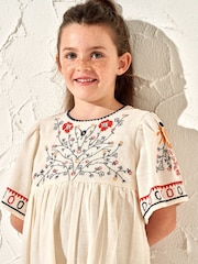 Angel & Rocket Nude 100% Cotton Embroidered Reyna Swing Dress - Image 3 of 6