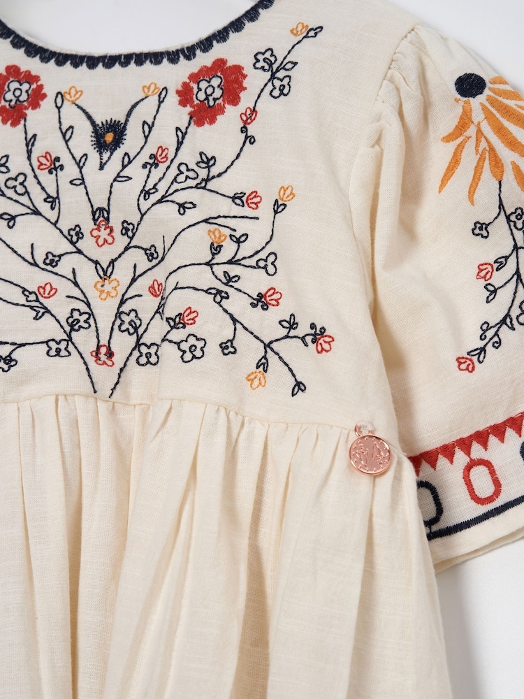 Angel & Rocket Nude 100% Cotton Embroidered Reyna Swing Dress - Image 6 of 6 Angel & Rocket Nude 100% Cotton Embroidered Reyna Swing Dress - Image 6 of 6